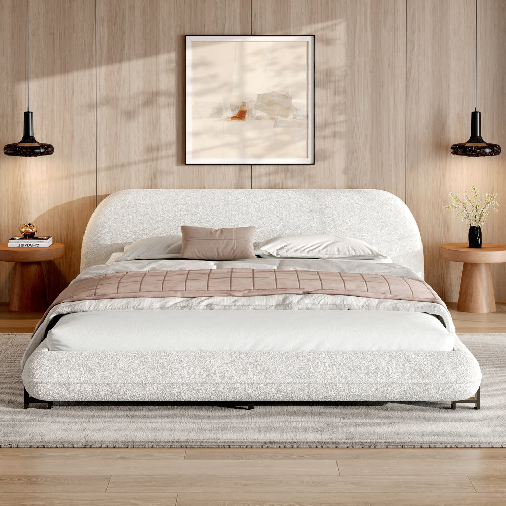 Boucle Upholstered Platform Bed