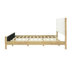 White Boucle Upholstered Platform Bed