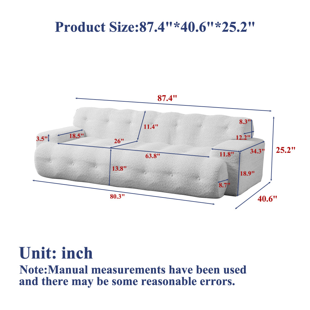 87.4" Cloud Series 3-Seat Minimalist