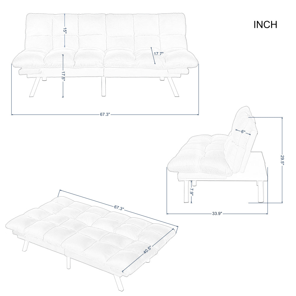 67" Multifunctional 2-Seat Sofa Bed