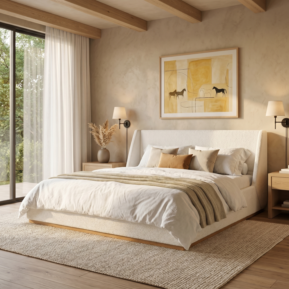 Luxury Wingback Platform Bed