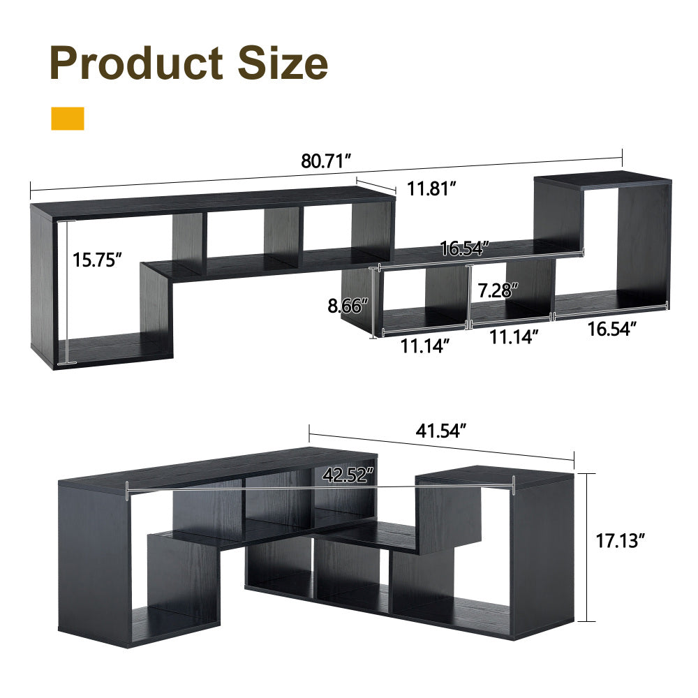 Modern Black Wood Grain MDF TV Stand