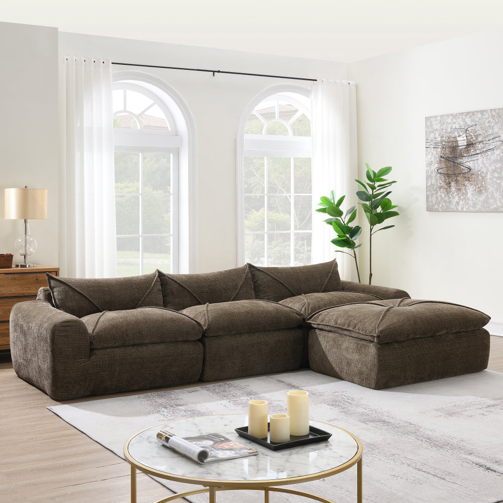 116" Fully Compressed 4-Seat Chenille Sectional