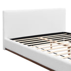 White Boucle Upholstered Platform Bed