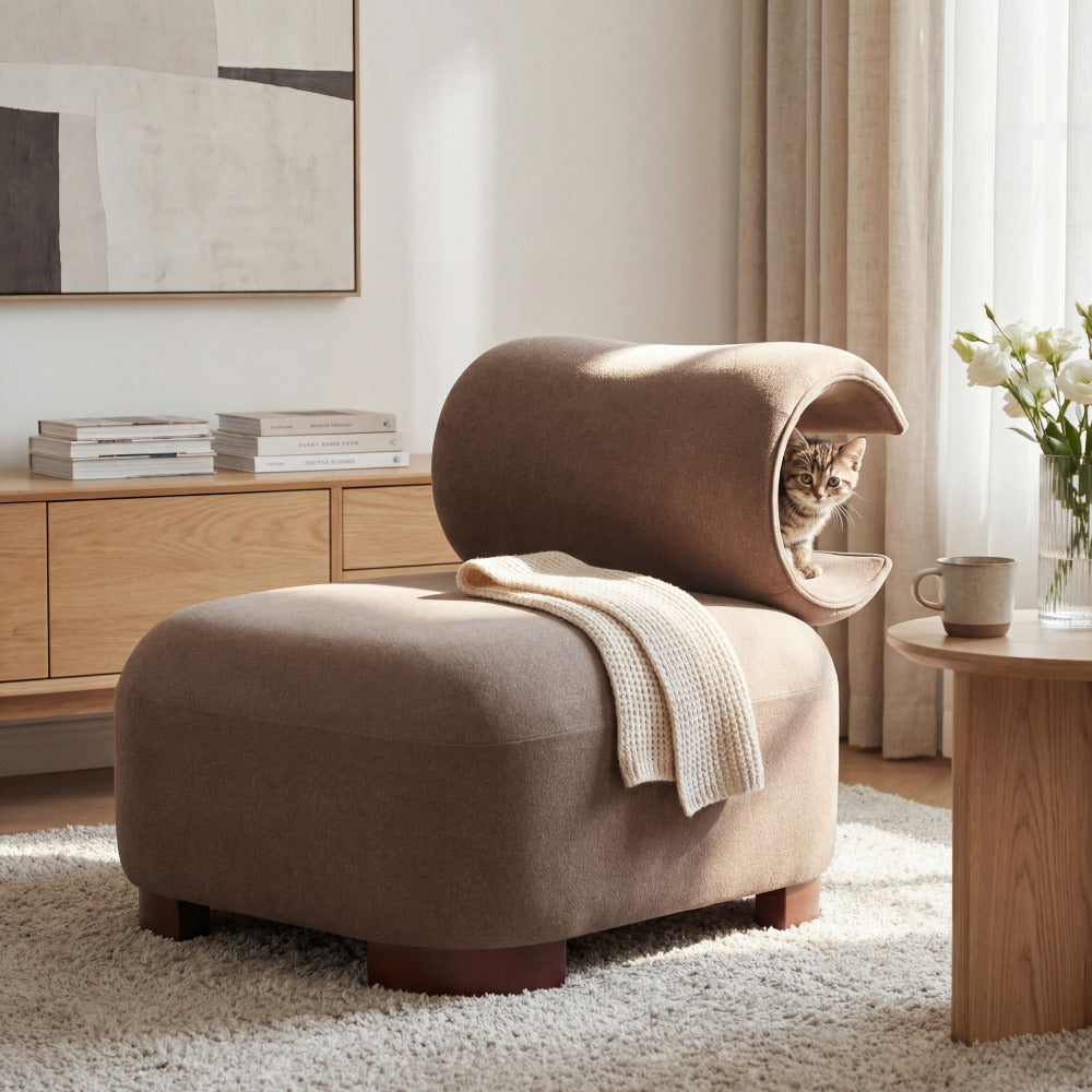 Modern Beige Polyester Accent Chair for Living