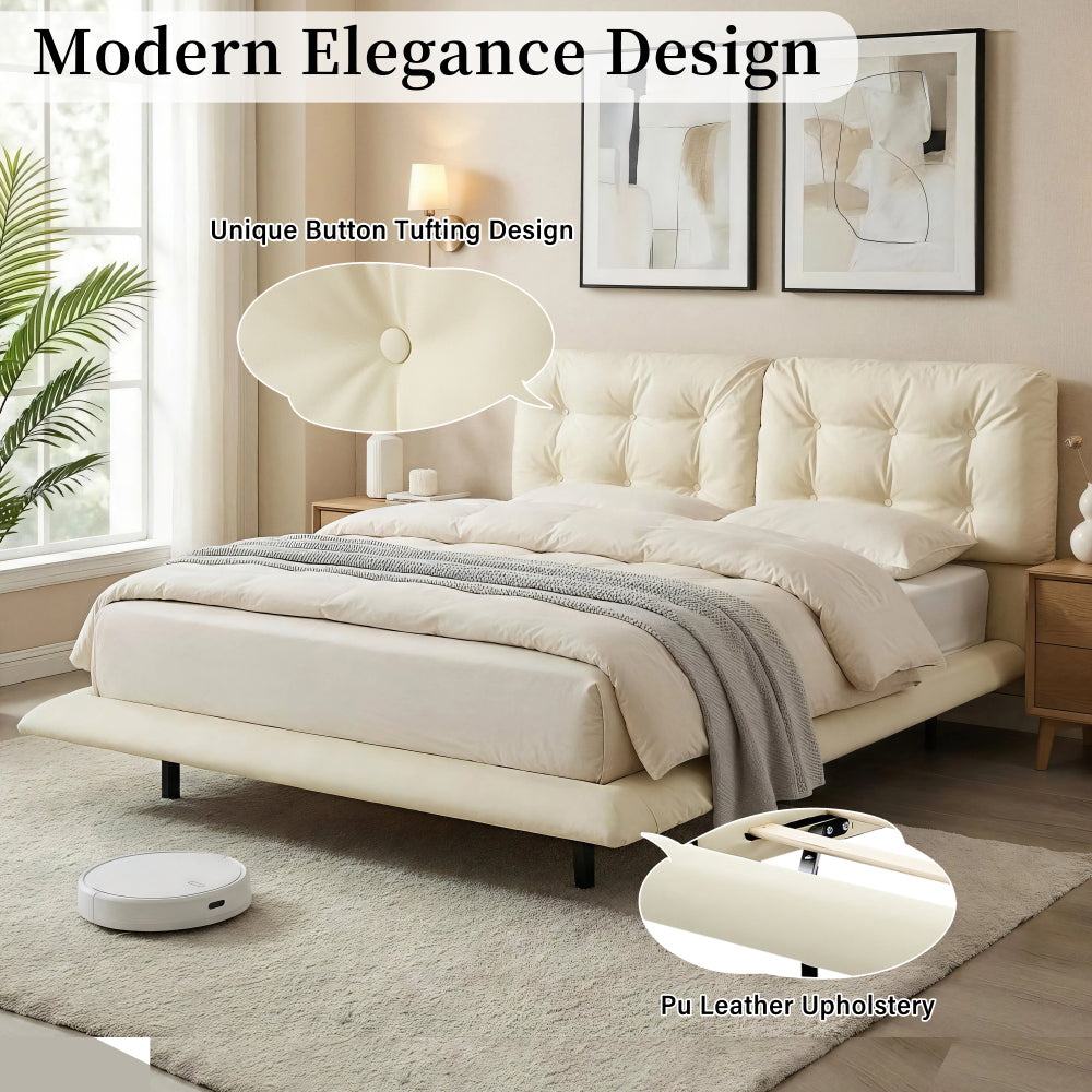 PU Leather Floating Platform Bed