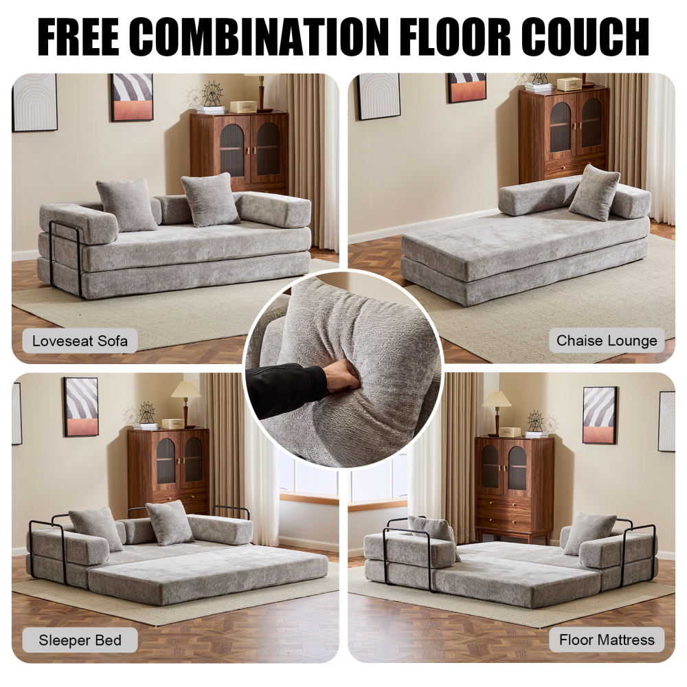 3-Seat Convertible Floor Sofa Bed