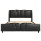 PU Leather Wingback Platform Bed