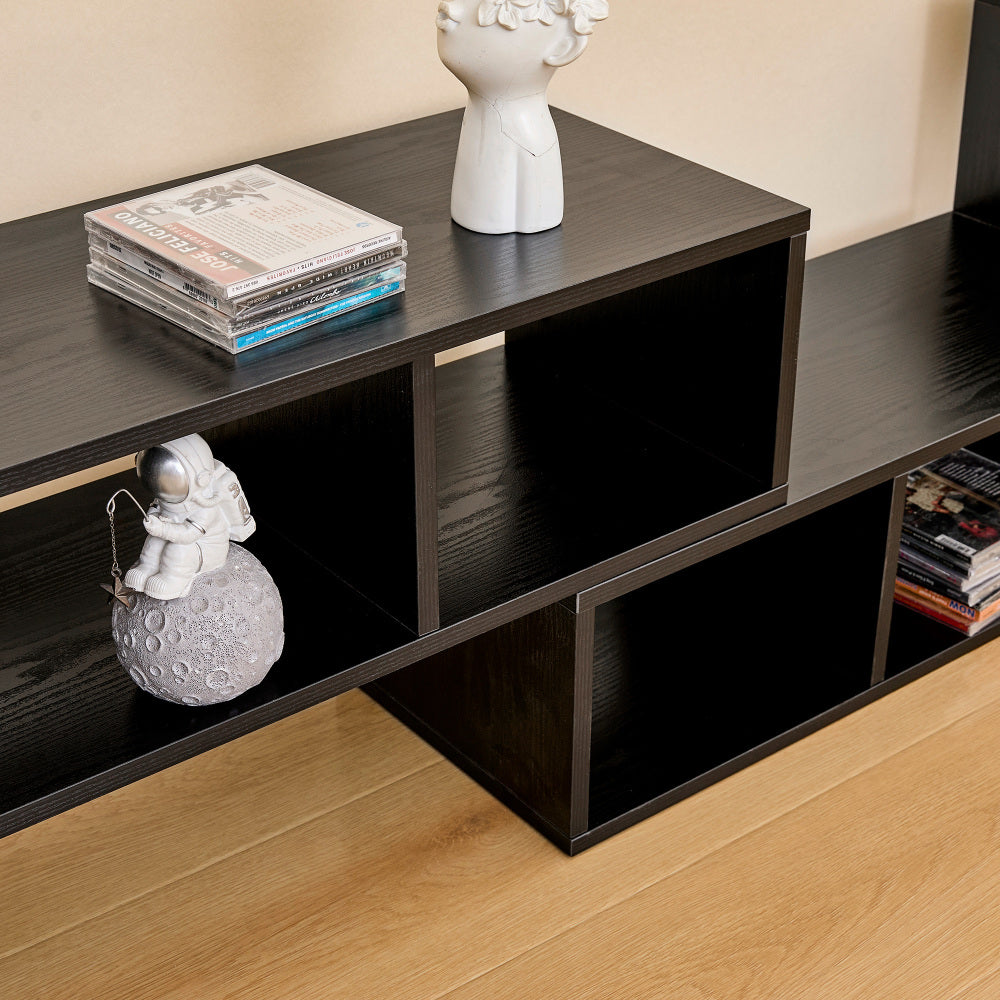 Modern Black Wood Grain MDF TV Stand