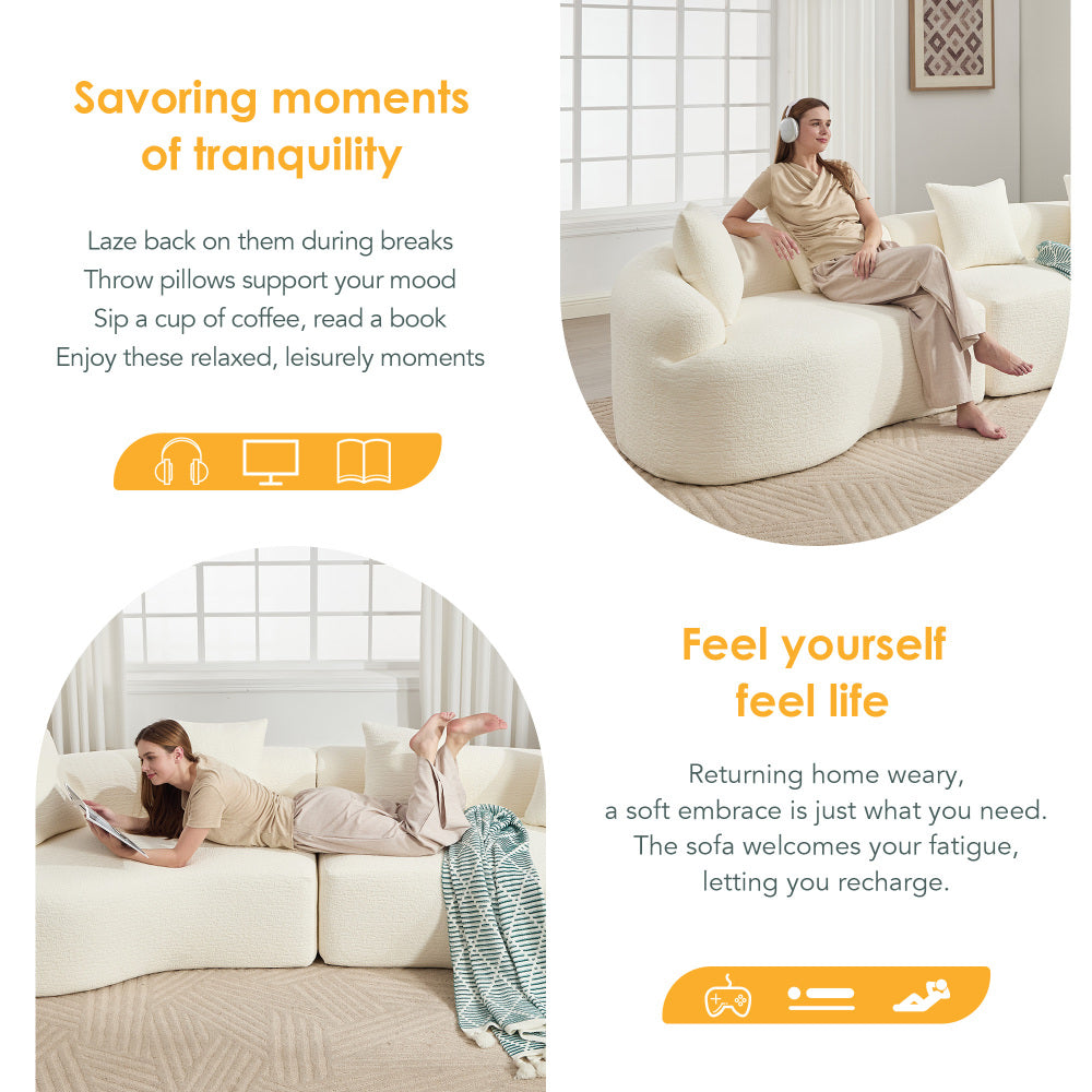 110" Curved Boneless Sectional Sofa 4-Seat