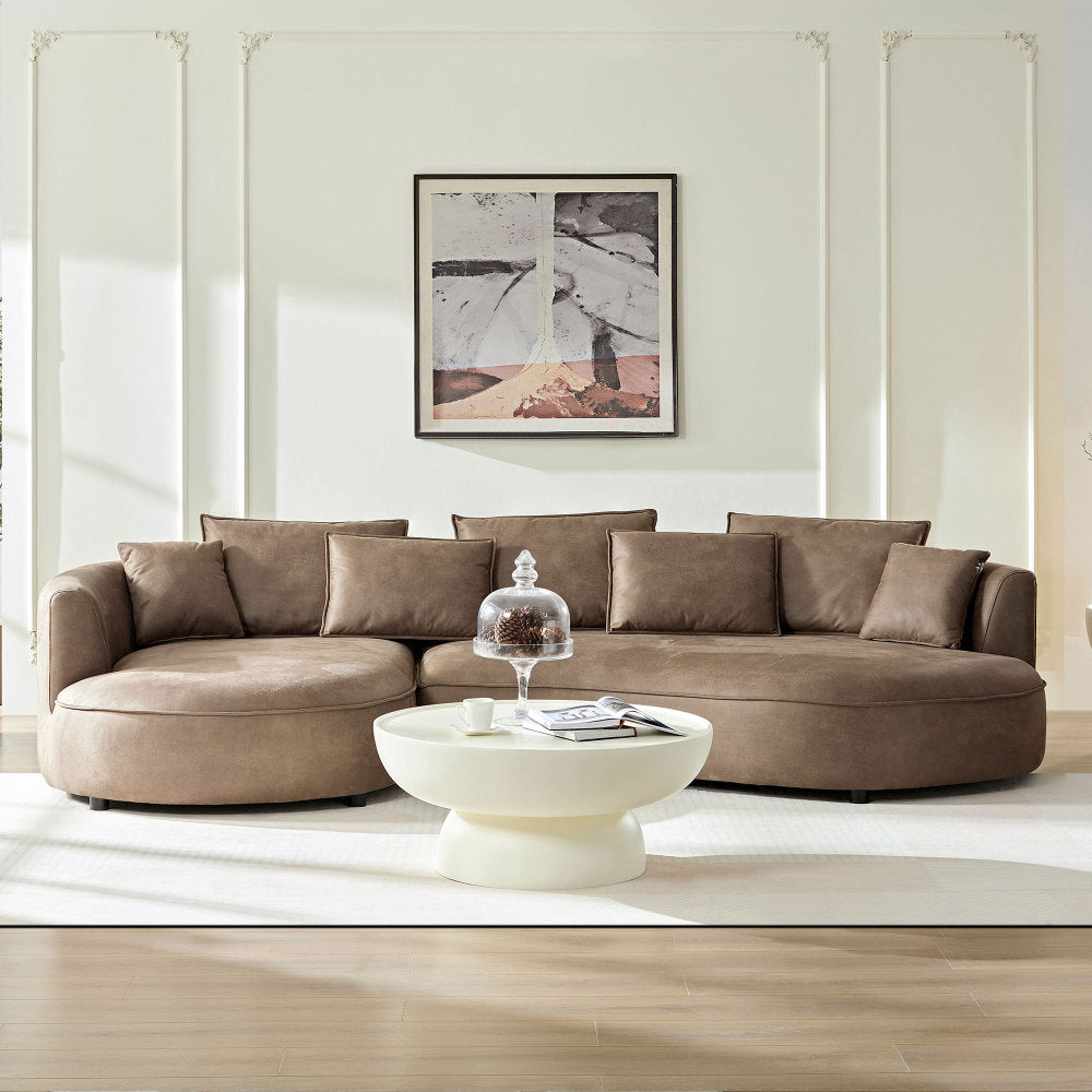 128.74" Modern Curved L-Shape Sectional Sofa