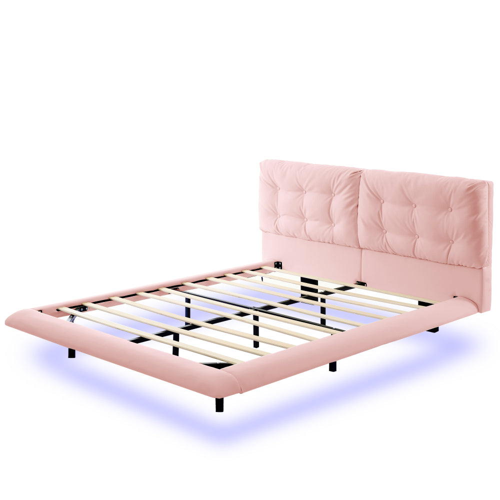 PU Leather Floating Platform Bed