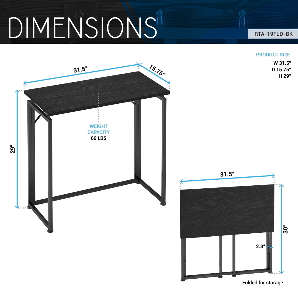 Techni Mobili 31.5" Wide Folding Desk for Small