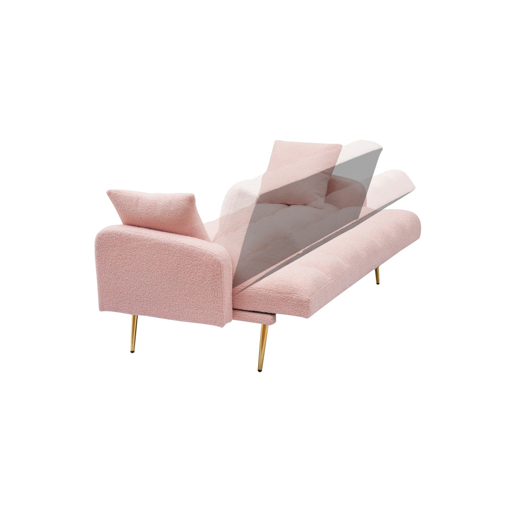 69" Soft Teddy Fleece Convertible Sofa Bed