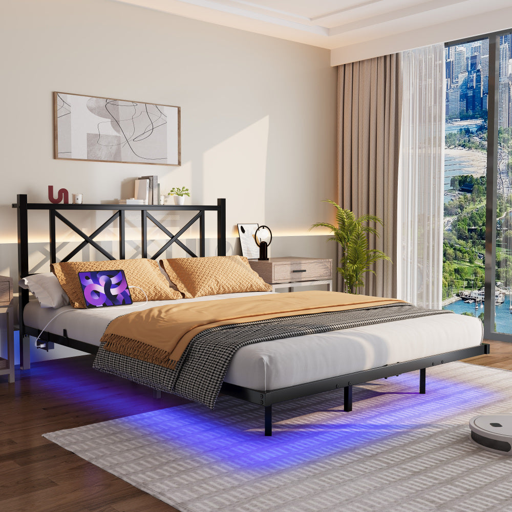 Floating Metal Platform Bed