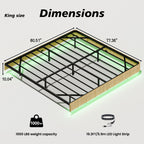 Oak King Floating Bed Frame with LED Lights