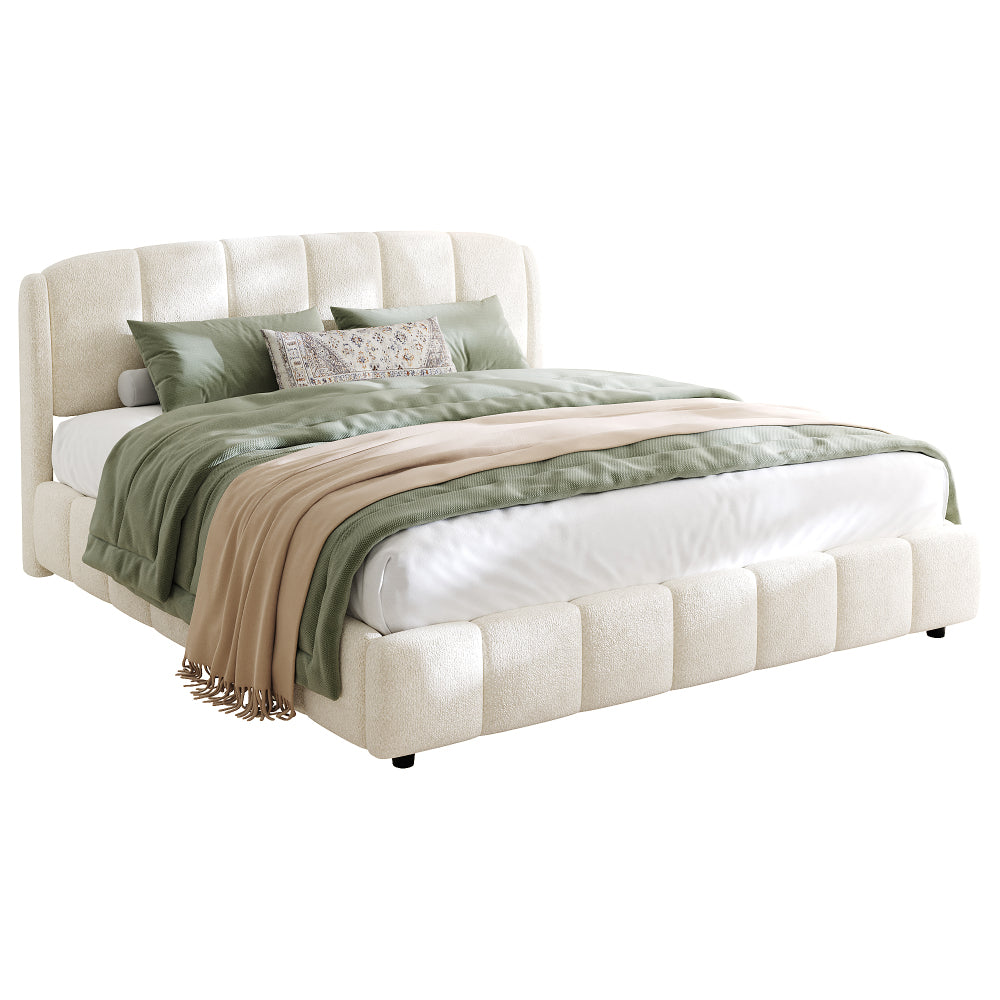 Boucle Upholstered Platform Bed
