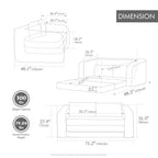 71" 2-in-1 Pull Out Foldable Loveseat Sofa Bed