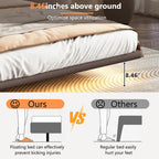 Floating PU Leather Platform Bed