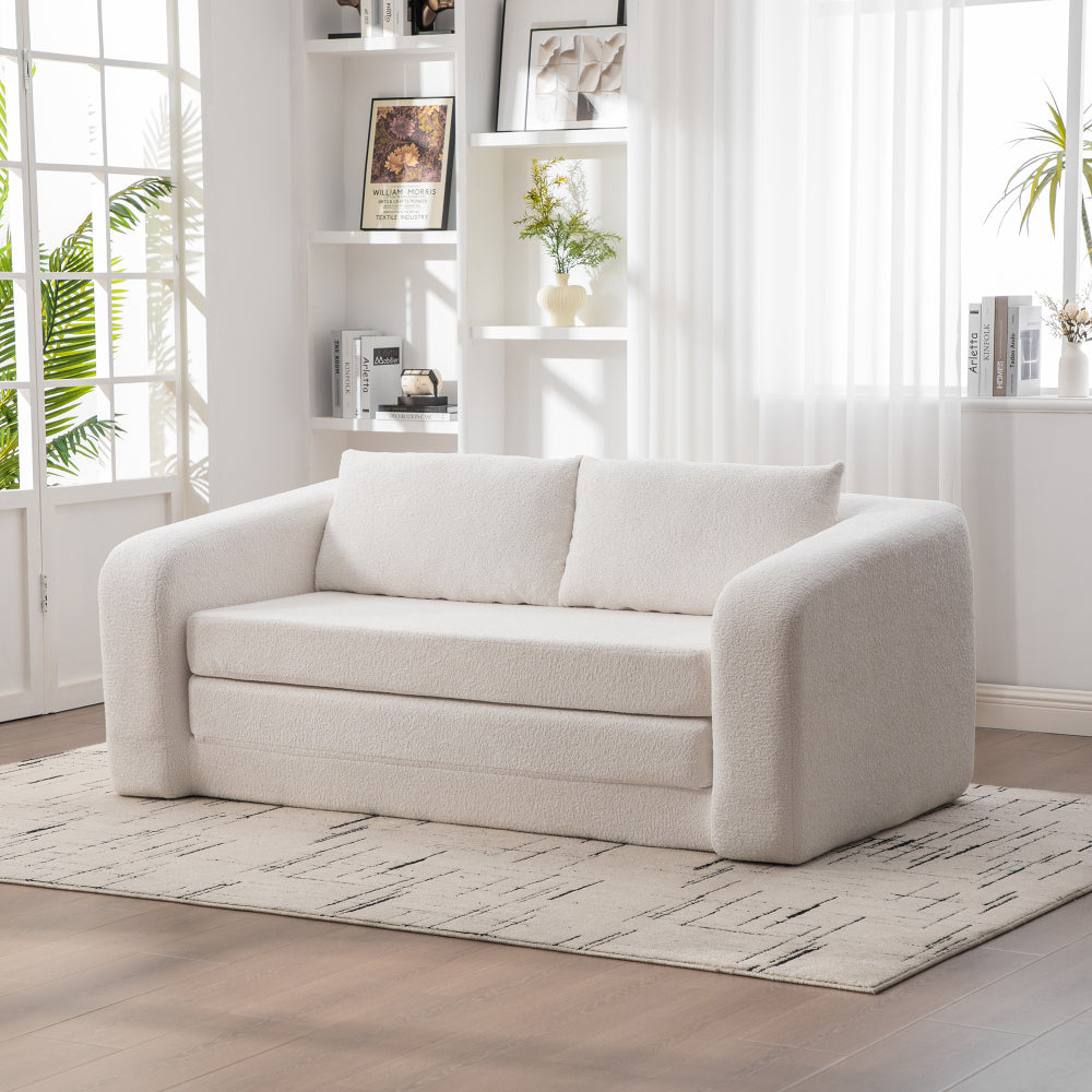 71" 2-in-1 Pull Out Foldable Loveseat Sofa Bed