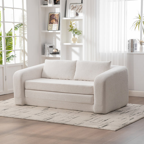 71" 2-in-1 Pull Out Foldable Loveseat Sofa Bed