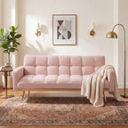 69" Soft Teddy Fleece Convertible Sofa Bed