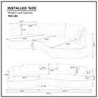 128.74" Modern Curved L-Shape Sectional Sofa