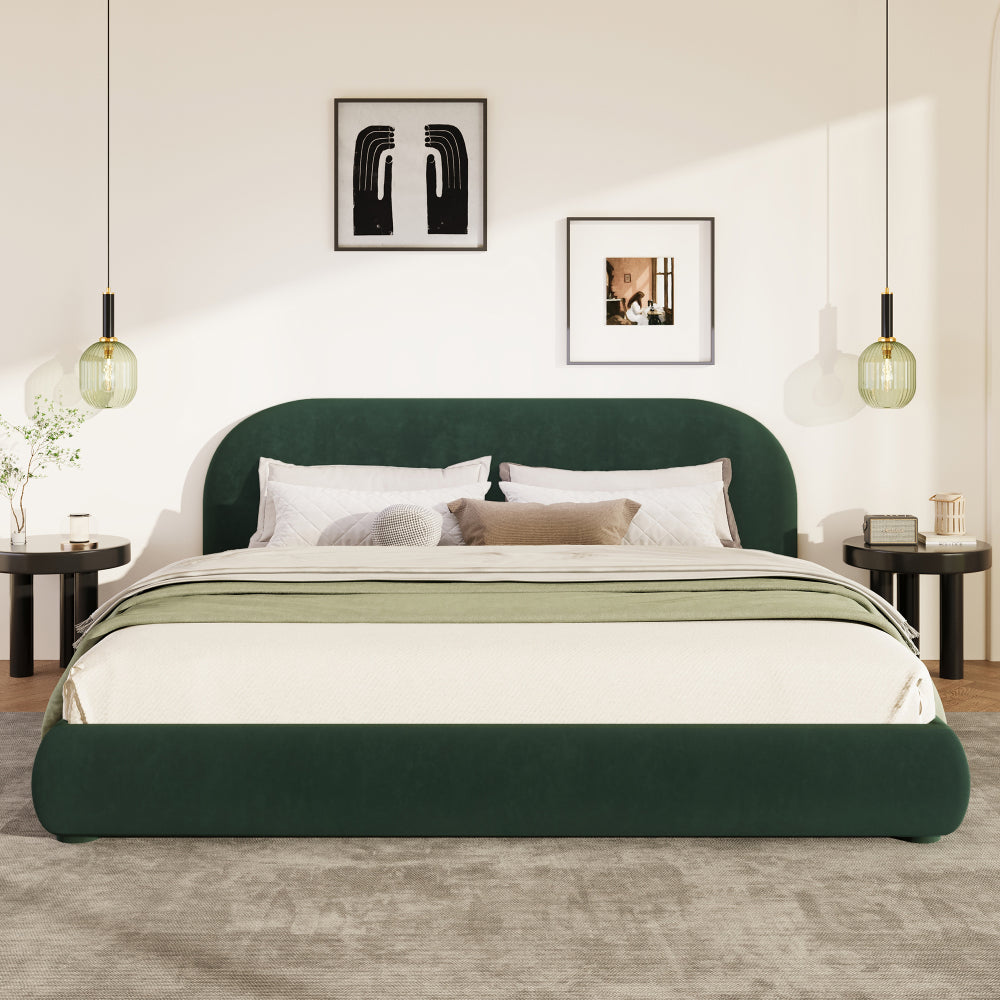 Boucle Upholstered Platform Bed