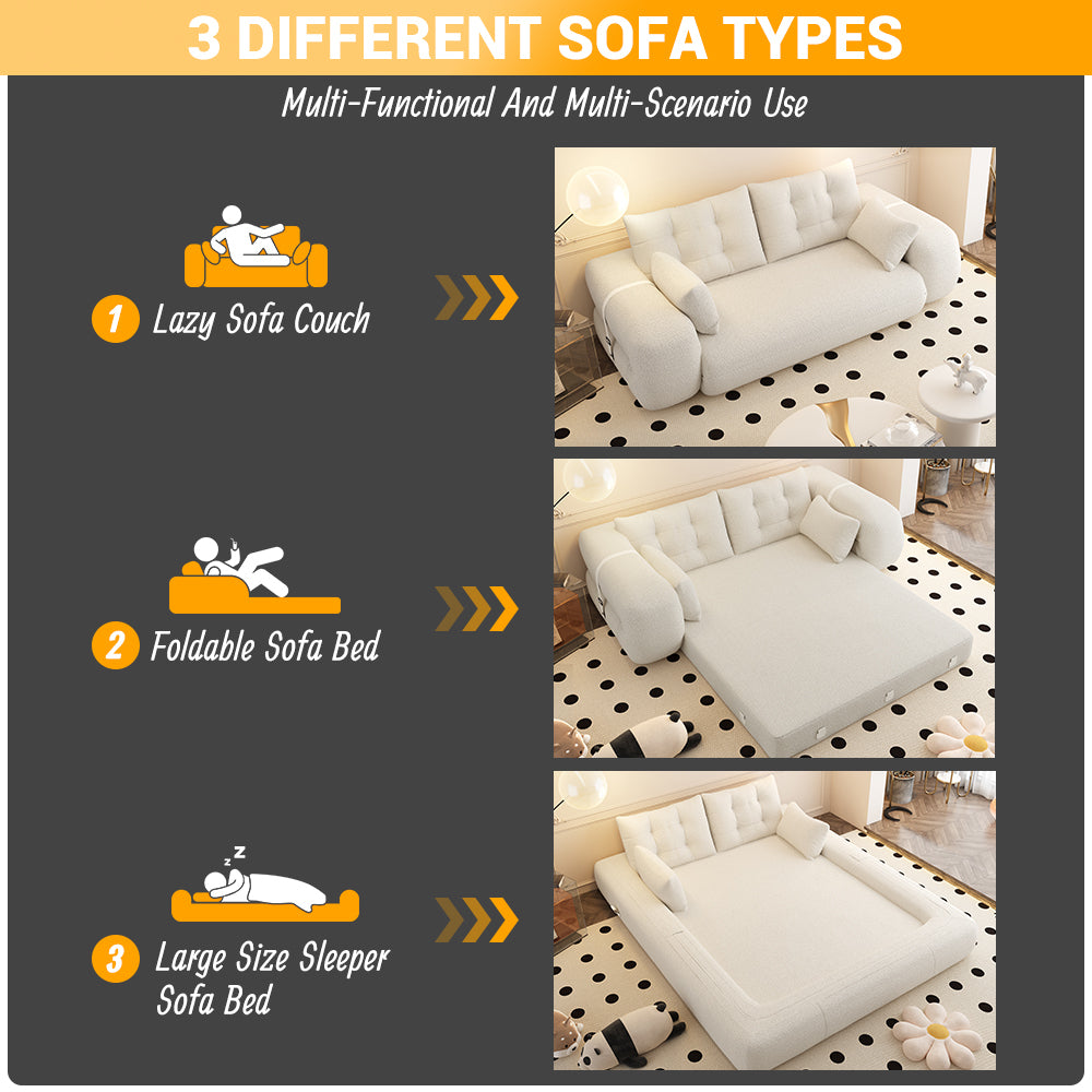 78.7" 3-in-1 Foldable Floor Sofa Bed