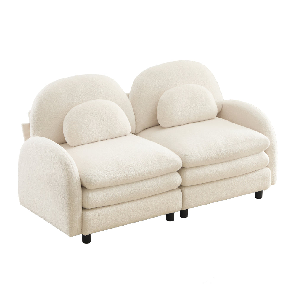 2-Seat Modular Teddy Fabric Cloud Sofa