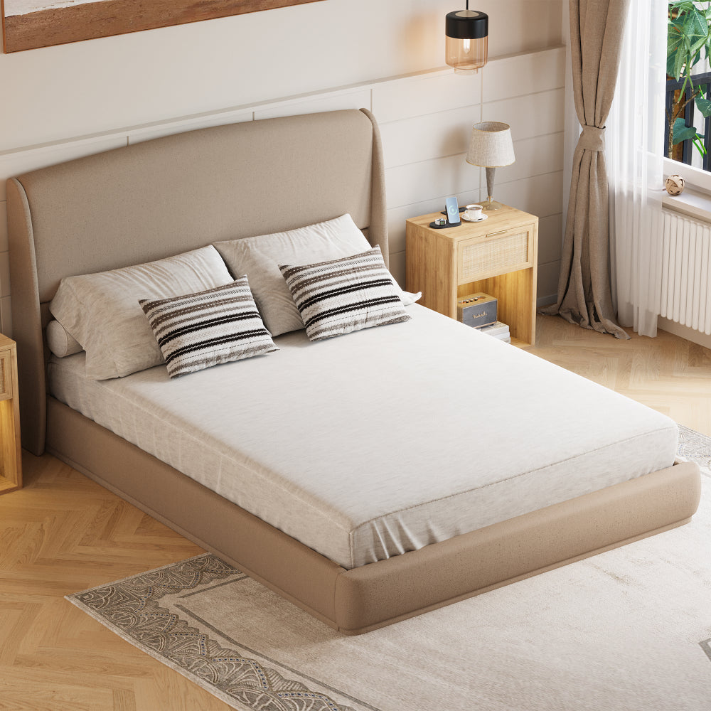 Linen Upholstered Platform Bed