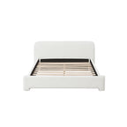White Boucle Upholstered Low Profile Platform Bed