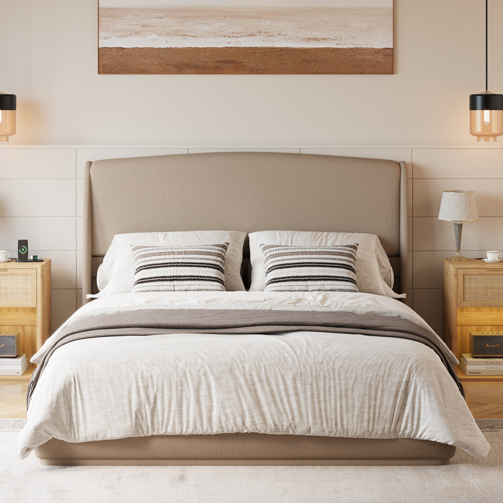 Linen Upholstered Platform Bed