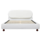 Cream Boucle Upholstered Platform Bed