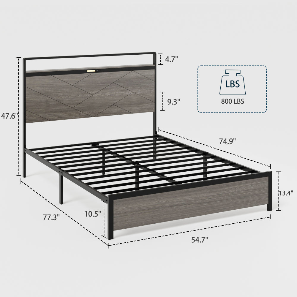 Wood & Metal Platform Bed