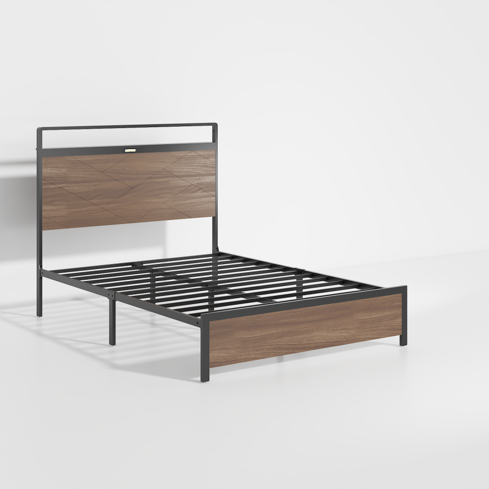 Wood & Metal Platform Bed