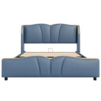 PU Leather Wingback Platform Bed