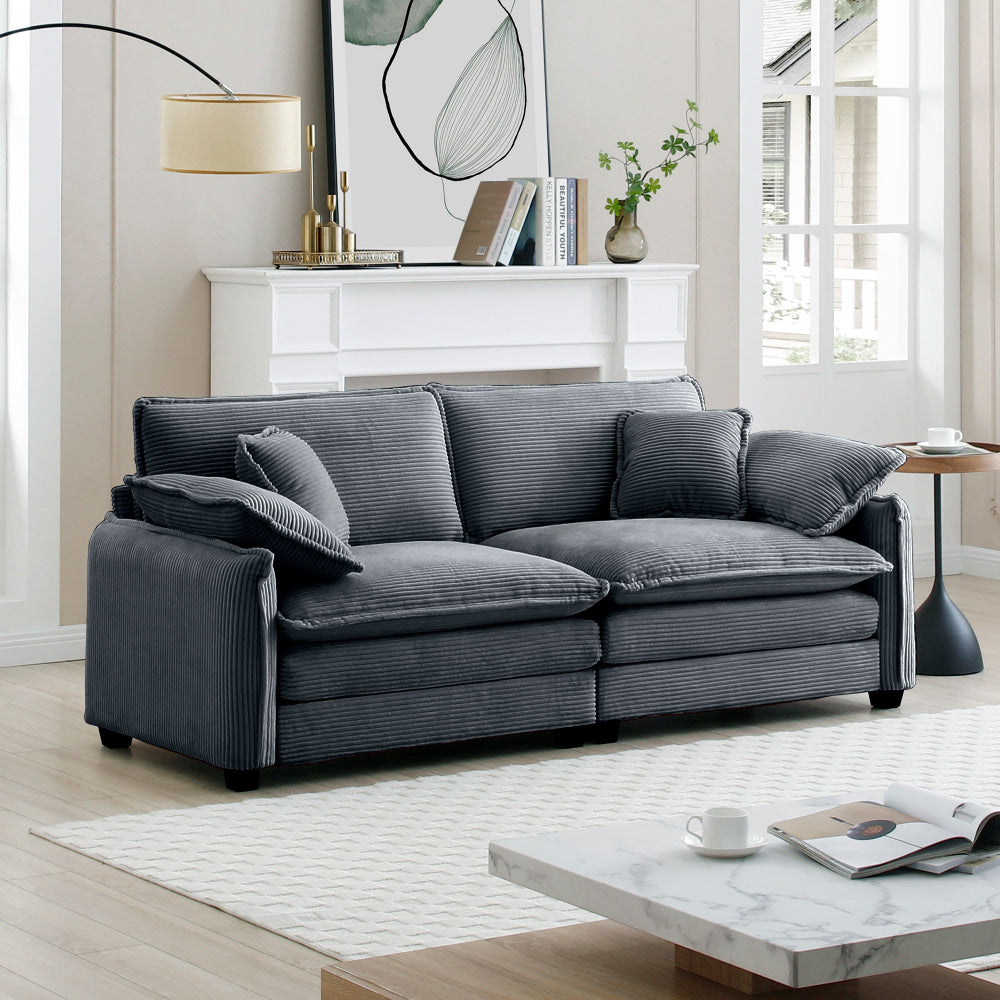Large Deep-Seat 2-Seat Corduroy Sofa