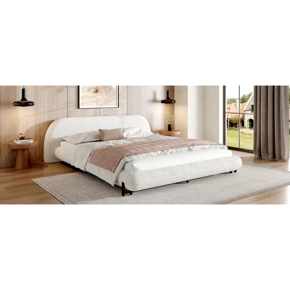 Boucle Upholstered Platform Bed