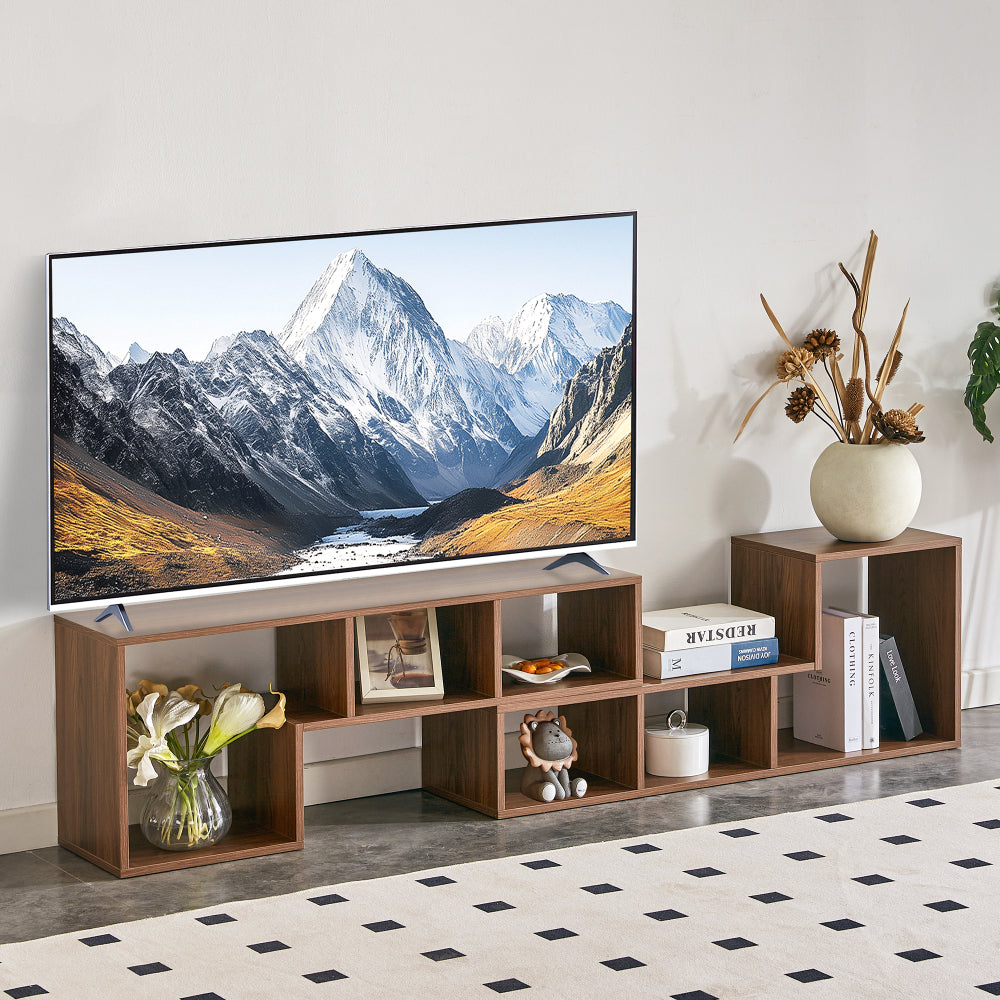 Modern Black Wood Grain MDF TV Stand