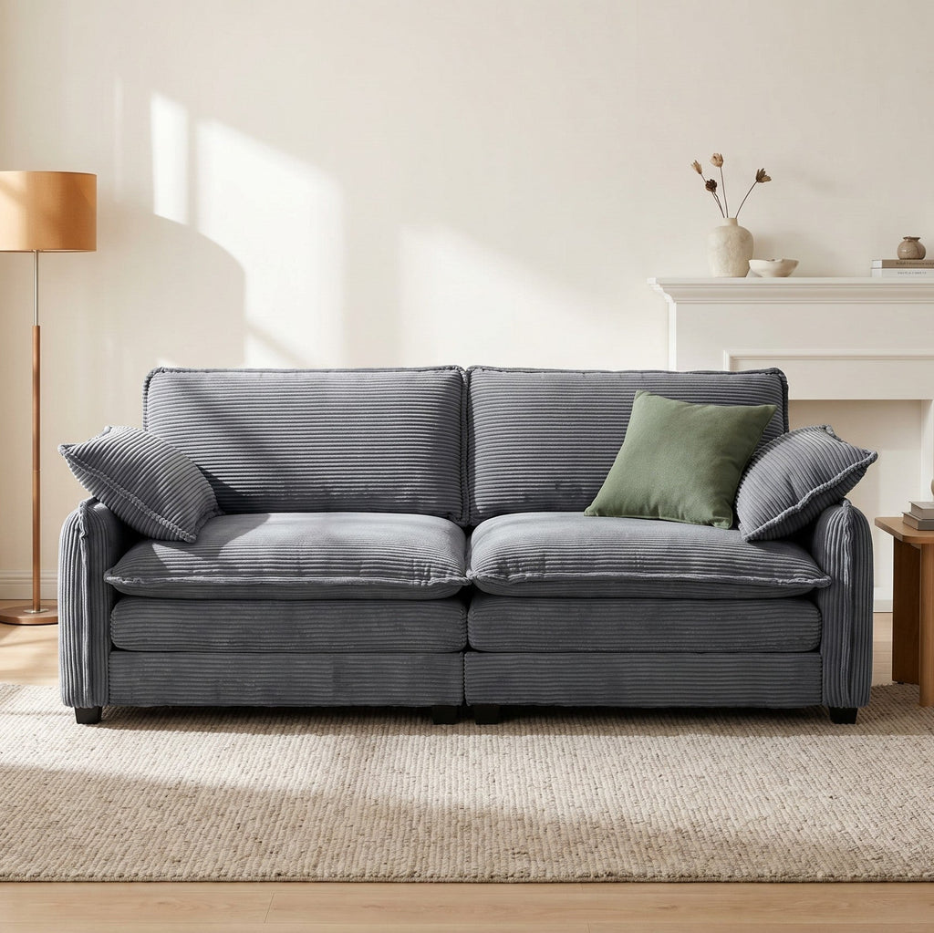Large Deep-Seat 2-Seat Corduroy Sofa