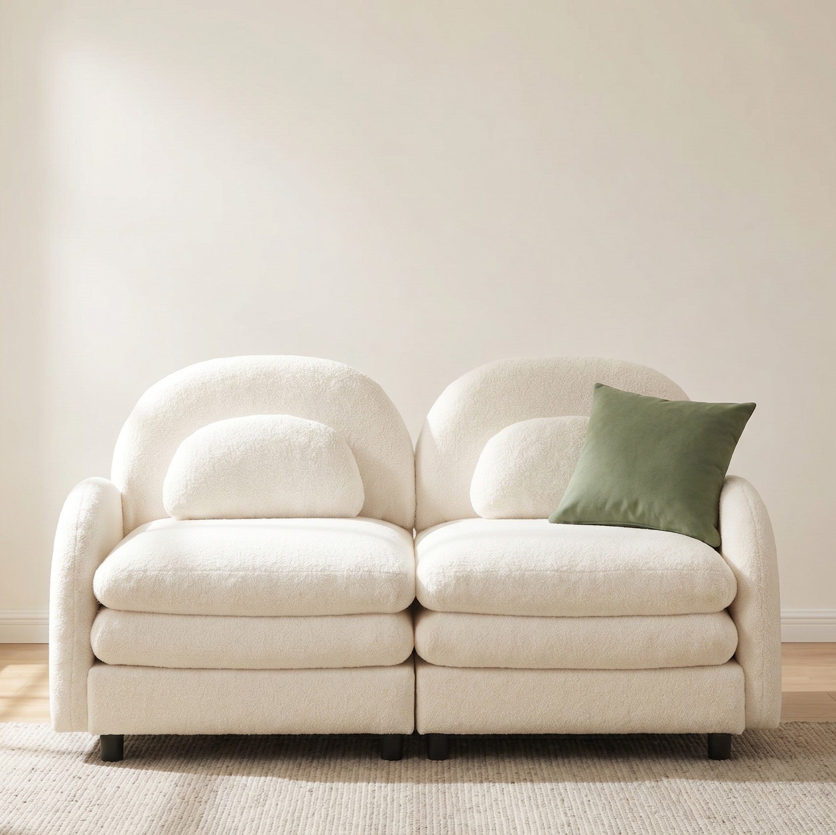 2-Seat Modular Teddy Fabric Cloud Sofa