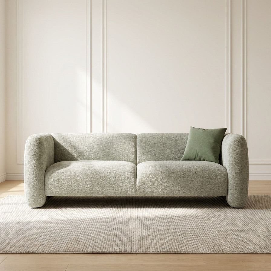 83" Modern Wave Design 3-Seat Boucle Sofa
