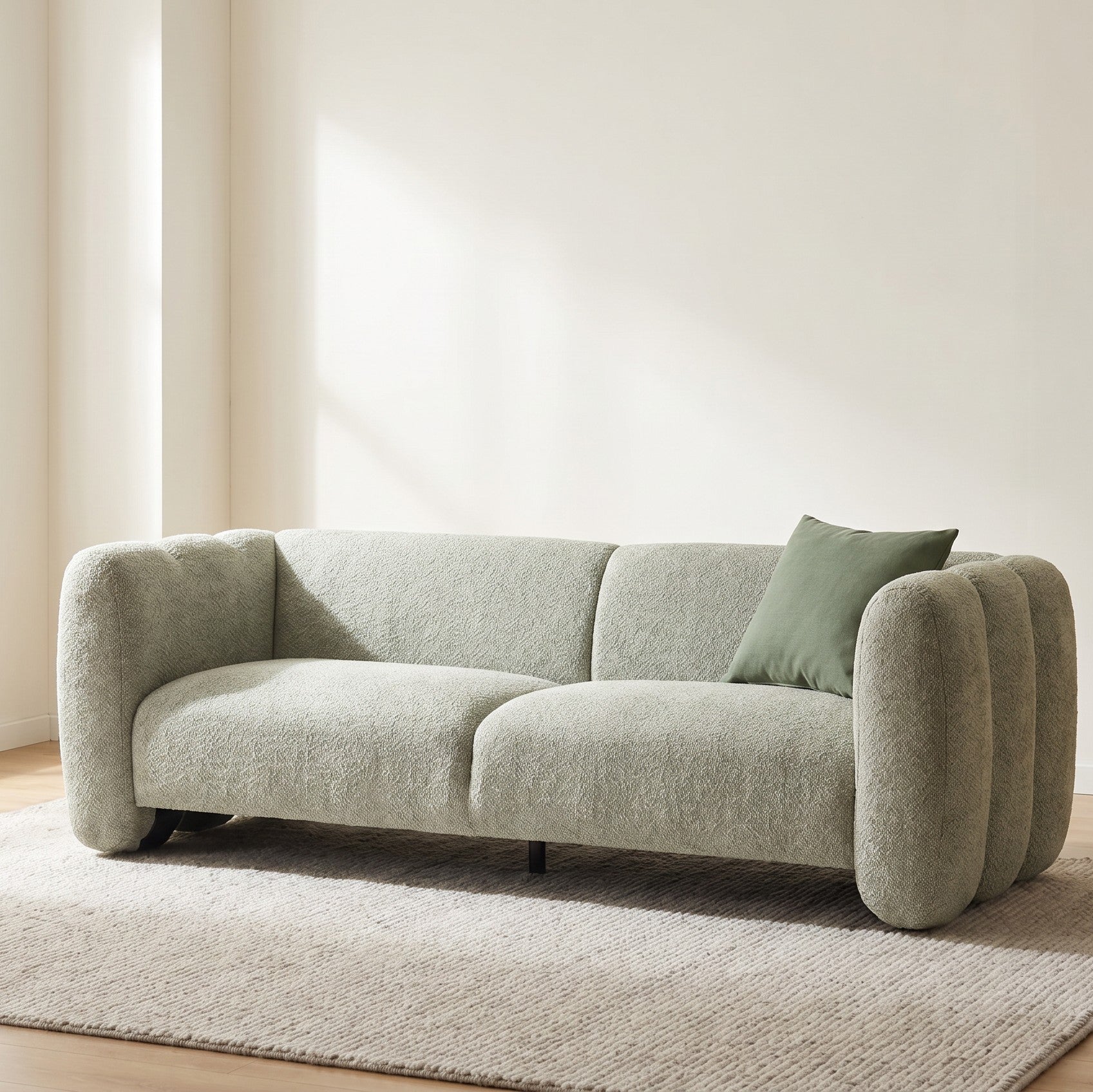 83" Modern Wave Design 3-Seat Boucle Sofa