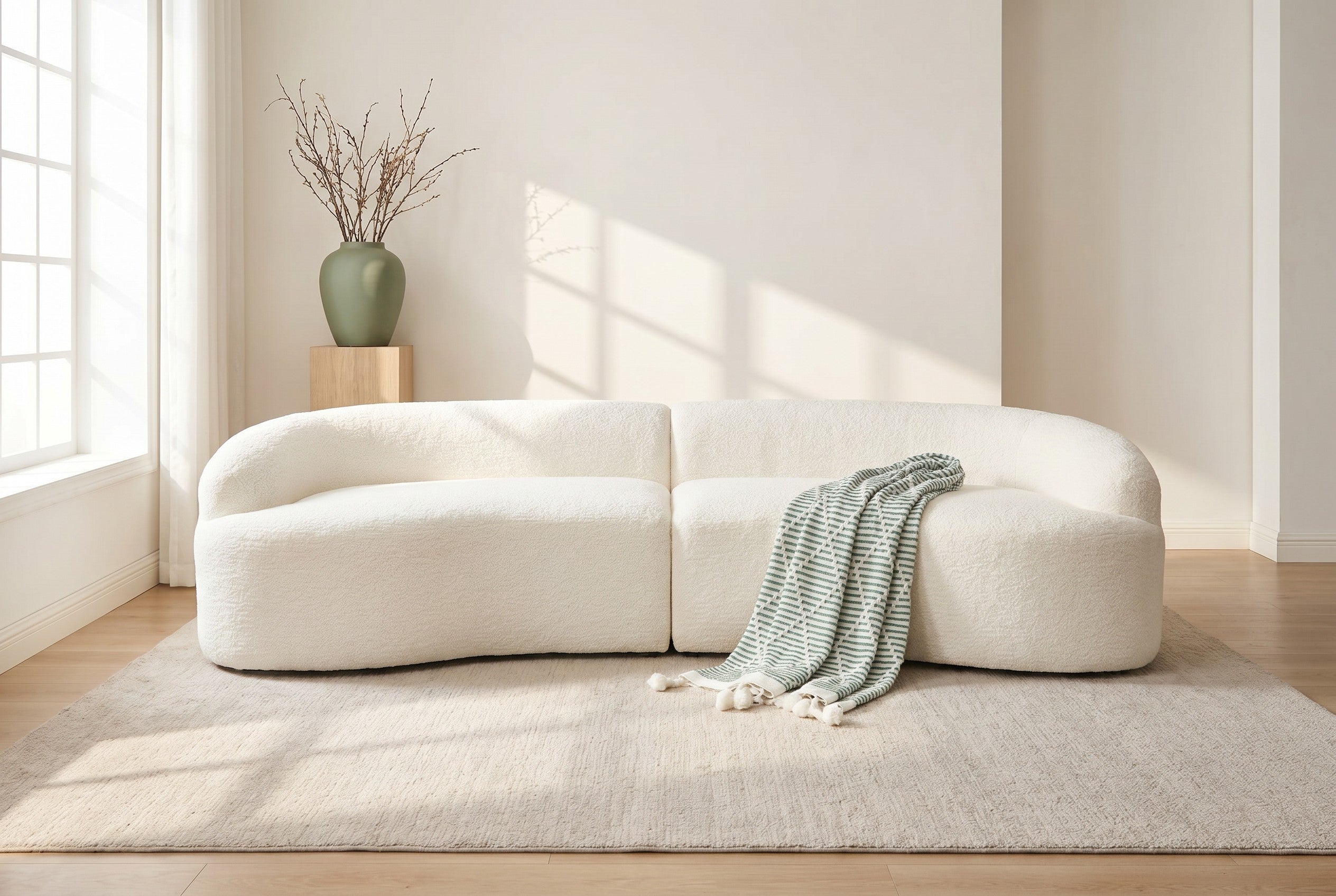 110" Curved Boneless Sectional Sofa 4-Seat