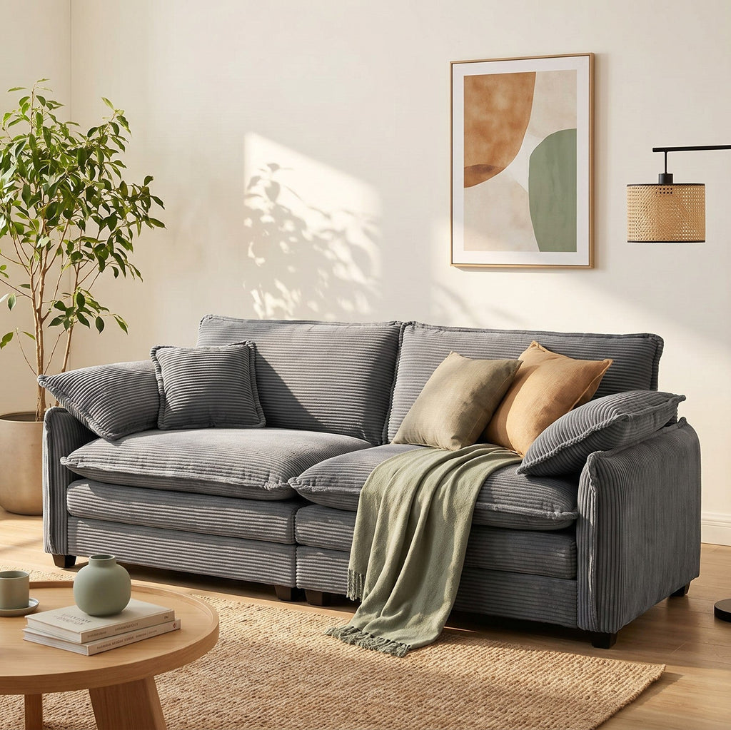 Large Deep-Seat 2-Seat Corduroy Sofa
