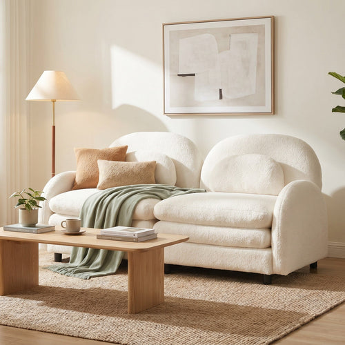 2-Seat Modular Teddy Fabric Cloud Sofa