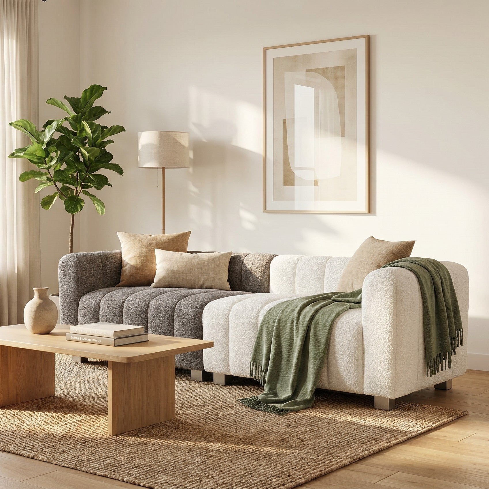 83.46" Modern Bubble Modular 3-Seat Velvet Sofa