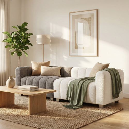 83.46" Modern Bubble Modular 3-Seat Velvet Sofa