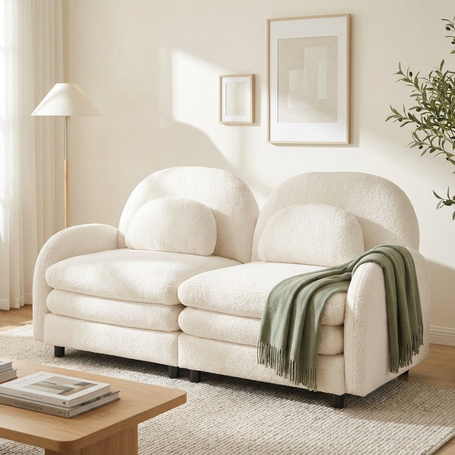 2-Seat Modular Teddy Fabric Cloud Sofa